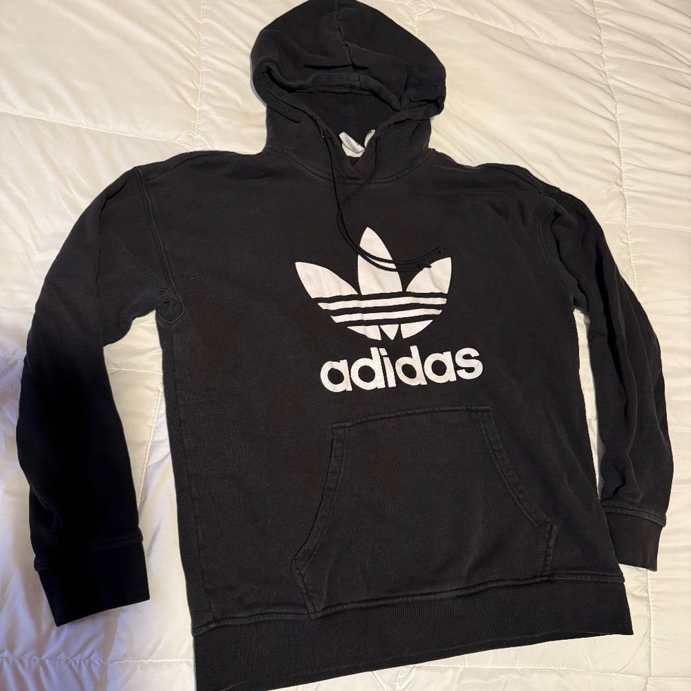 Adidas Black Hoodie with Emblem on Chest